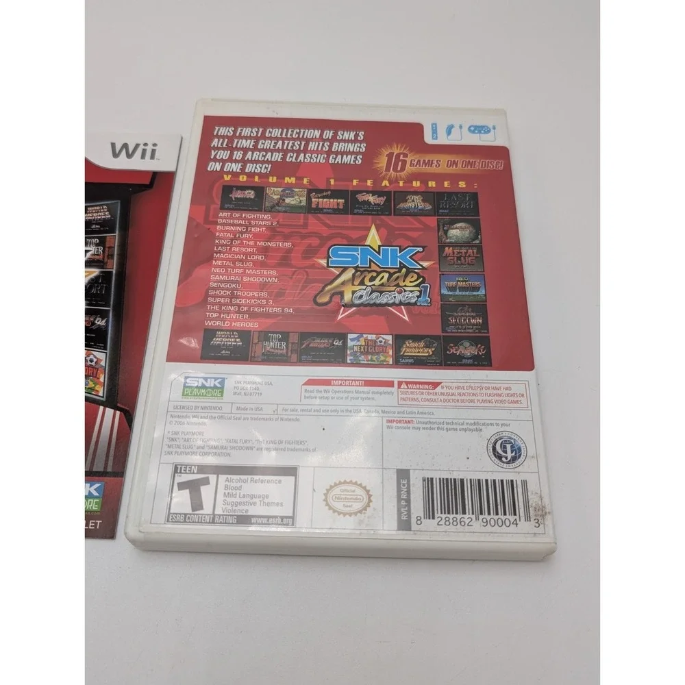 Nintendo Wii Neo-Geo SNK Arcade Classics Vol. 1 Case & Manual Only